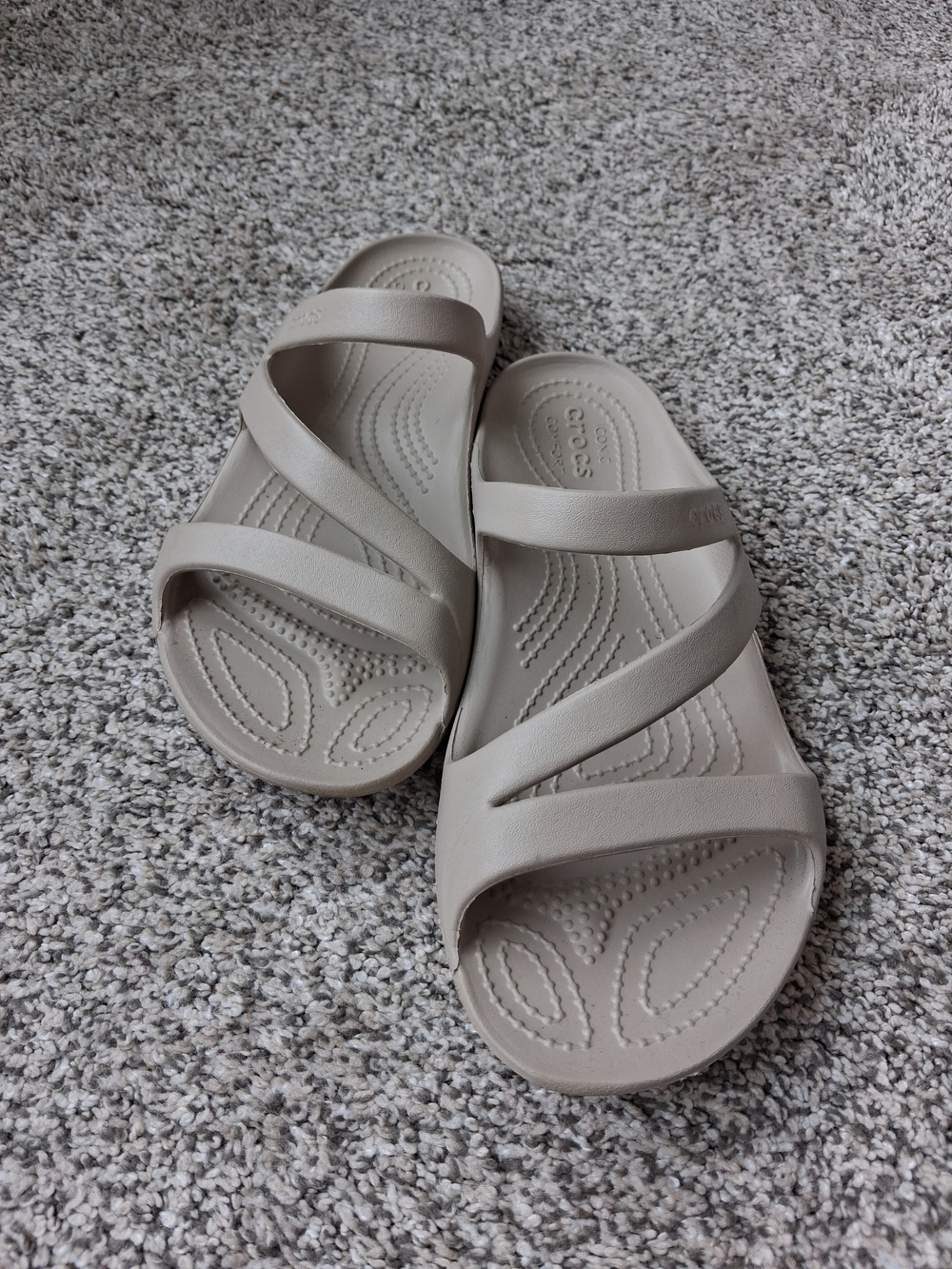 CROCS Women’s Taupe Strappy Slide Sandals